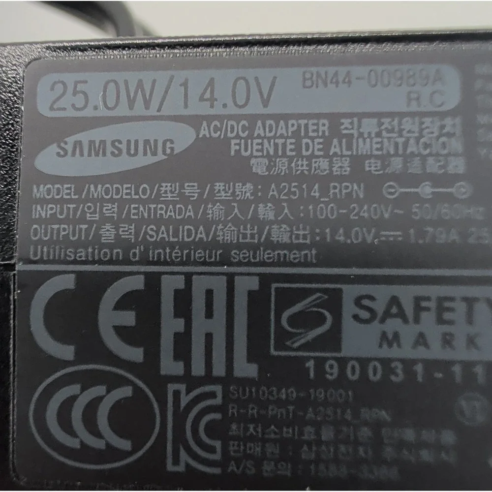 Genuine Samsung 25W AC Power Adapter A2514_RPN 14V 1.79A Charger BN44-00989A